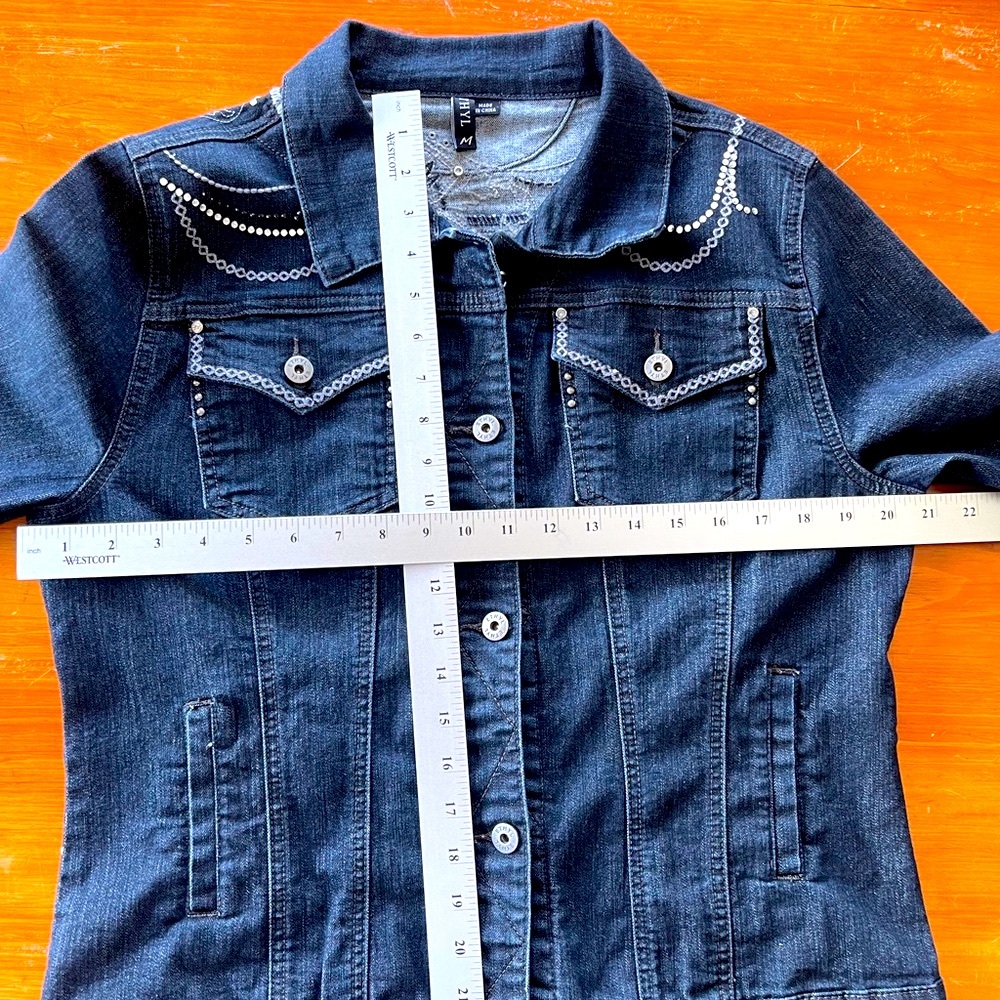 ETHYL - Embellished dark denim jacket - Picture 5 of 6